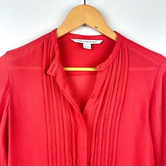 DIANE VON FURSTENBERG Hatti Coral Blouse 0 - Picture 2 of 6